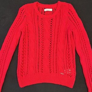 Abercrombie & Fitch Red Open Cable Knit Pullover Sweater Womens Small EUC